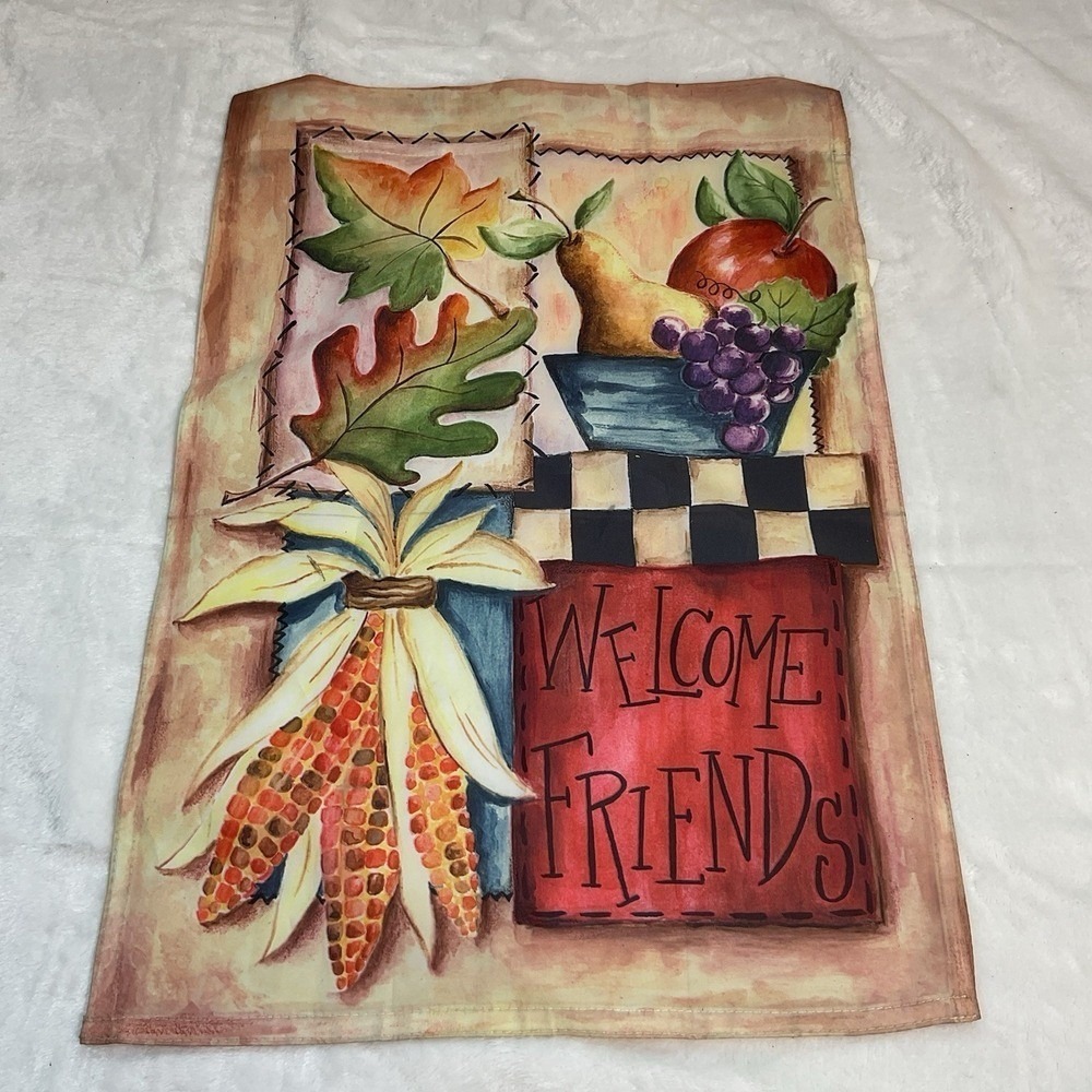 Fall Harvest‎ Garden Flag Corn Colorful Leaves Halloween Thanksgiving Welcome